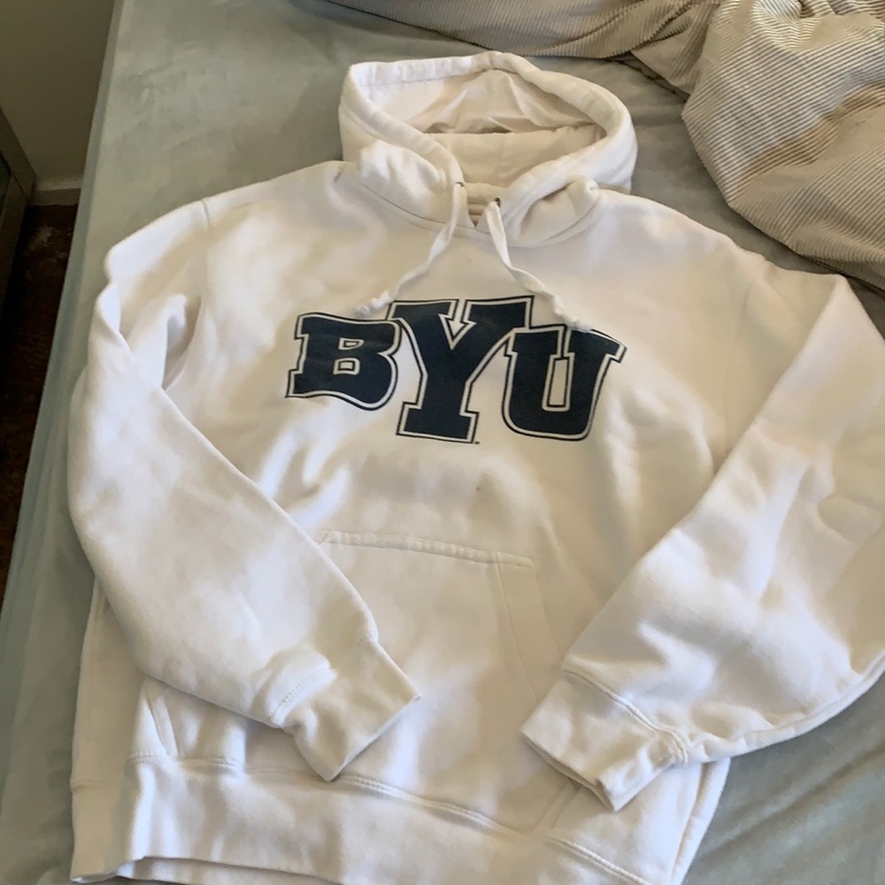 white BYU hoodie